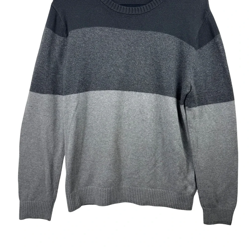Banana Republic Sweater Mens Medium Colorblock Grey Black‎ Cotton Wool Blend